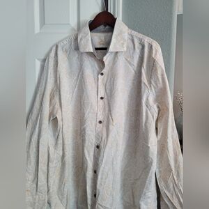 Tassp Elbra Cream Paisley Button-Up Long Sleeve Shirt
